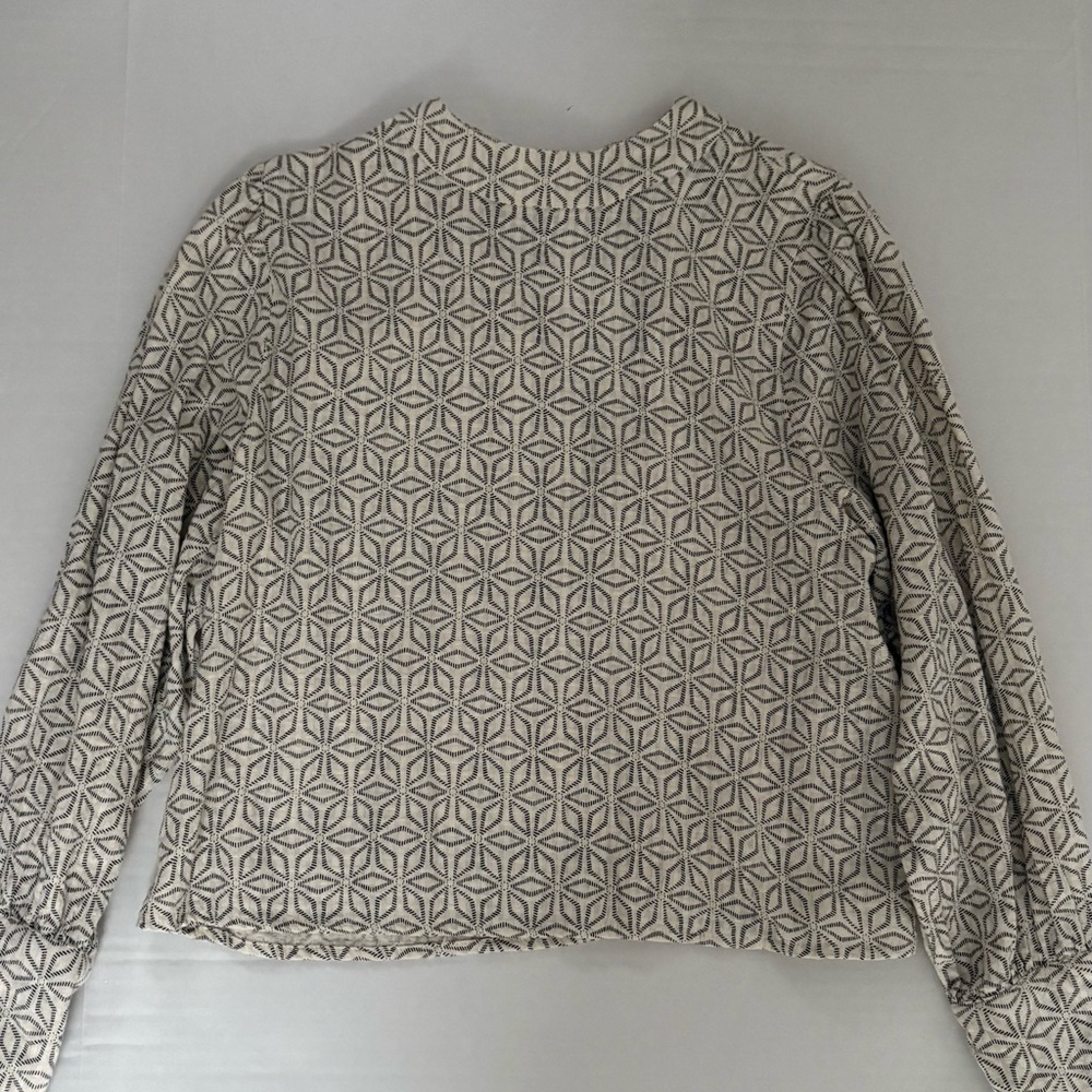 FRNCH Geometric Pattern Blouse - Cream and Black, size small